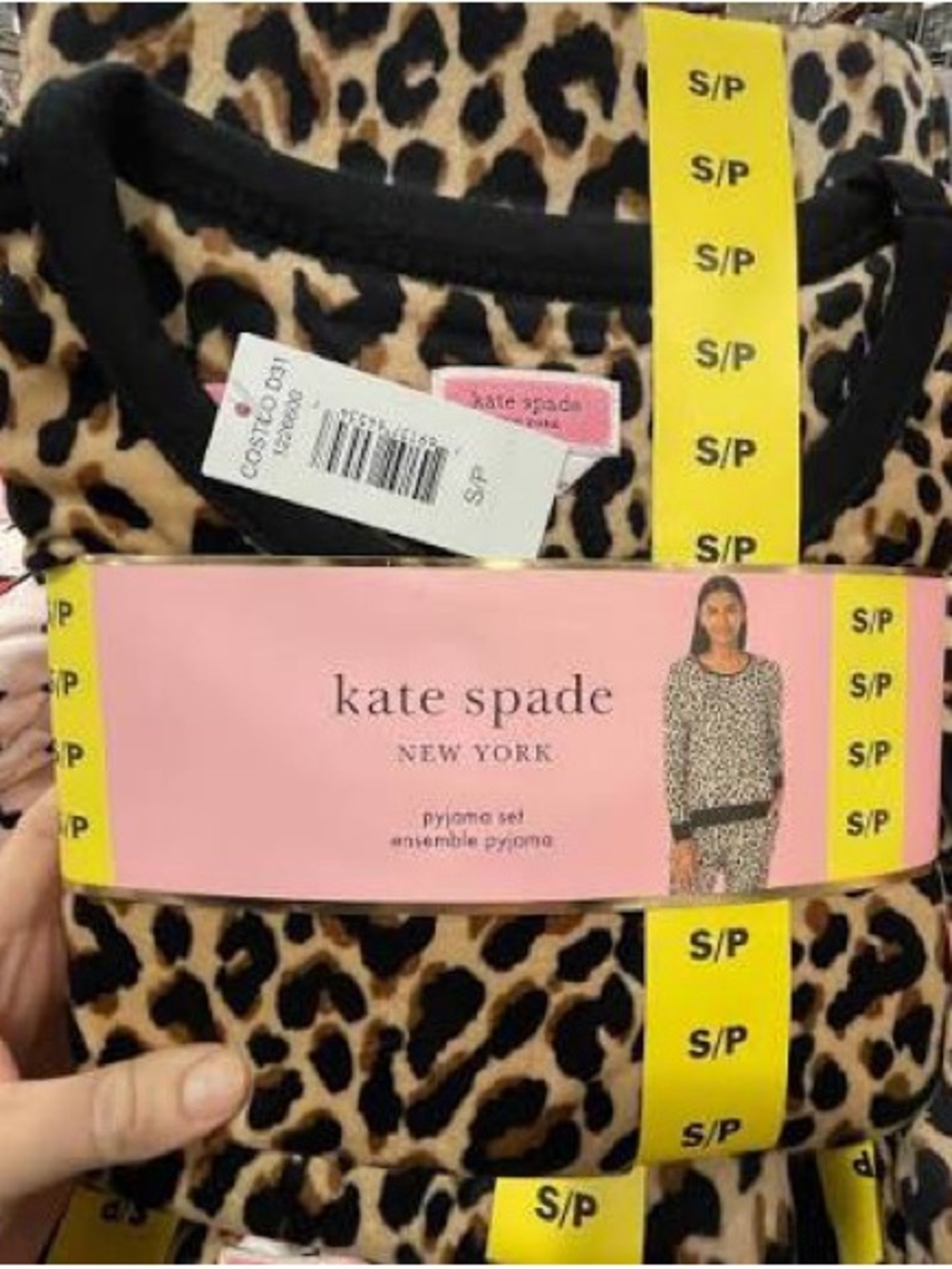 kate spade Leopard Print Pajama Set in Tan, Black